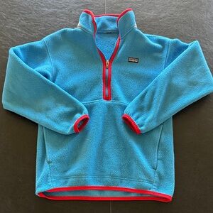 Vintage Kids Patagonia Blue Fleece Synchilla Zip Pullover with Red Trim & Pocket